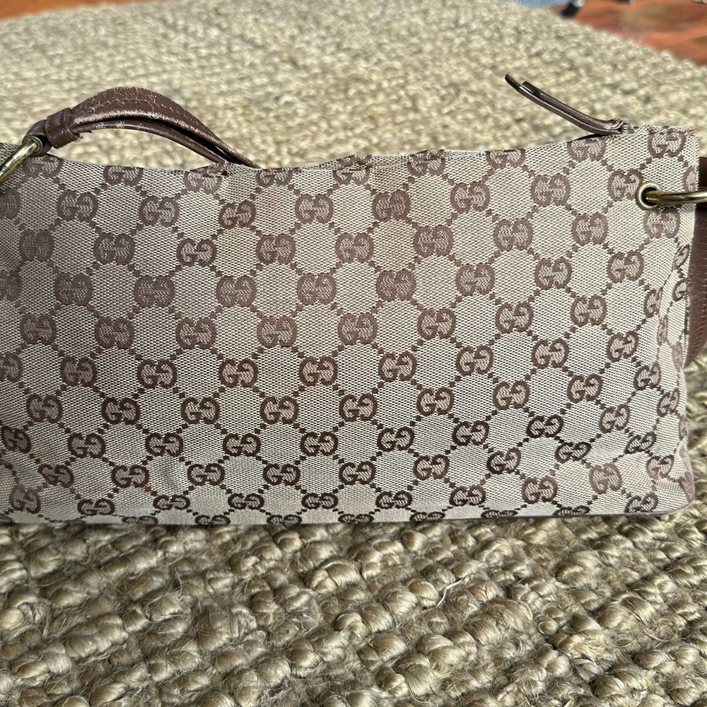 Gucci Beige and Brown Signature Canvas Monogram with Leather Straps and Trim